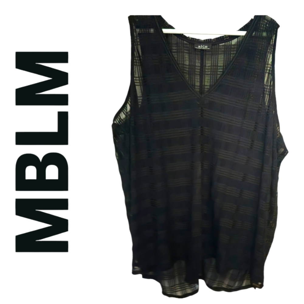 M.B.L.M Black Sleeveless Sheer Layered Top Plus Size 5